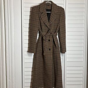 & Other Stories Brown Plaid Trench Coat